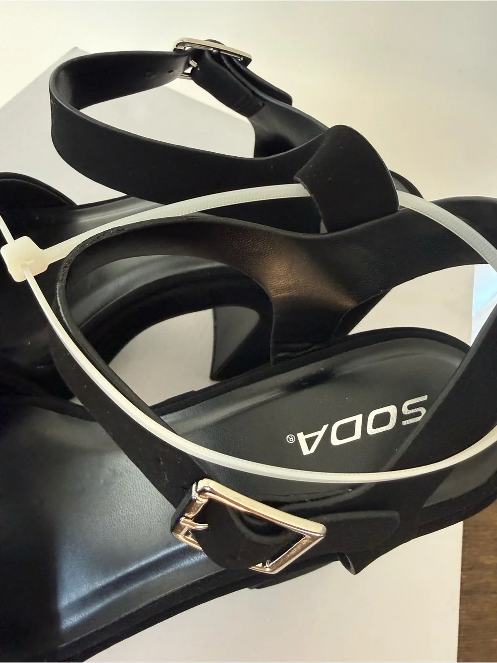 Soda New Launch Black Platform Chunky High Heeled Size 10 Sandal #Lux-SH-1 - Picture 4 of 9